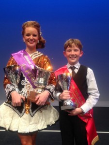 Sinead Lee 1st 17yrs & Fergus Lee 2nd 10 yrsin The Irish Dancing National Championship
